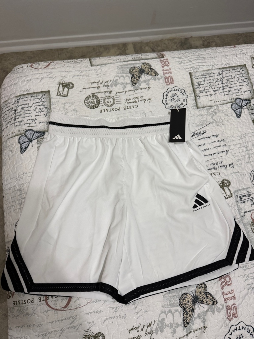 adidas Basketball White Shorts with Black Trim - Sporty Performance